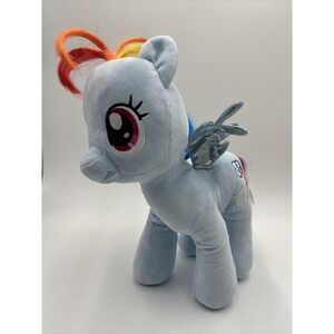 Build a Bear Plush Rainbow‎ Dash Pegasus Stuffed My Little Pony Blue BABW 16"
